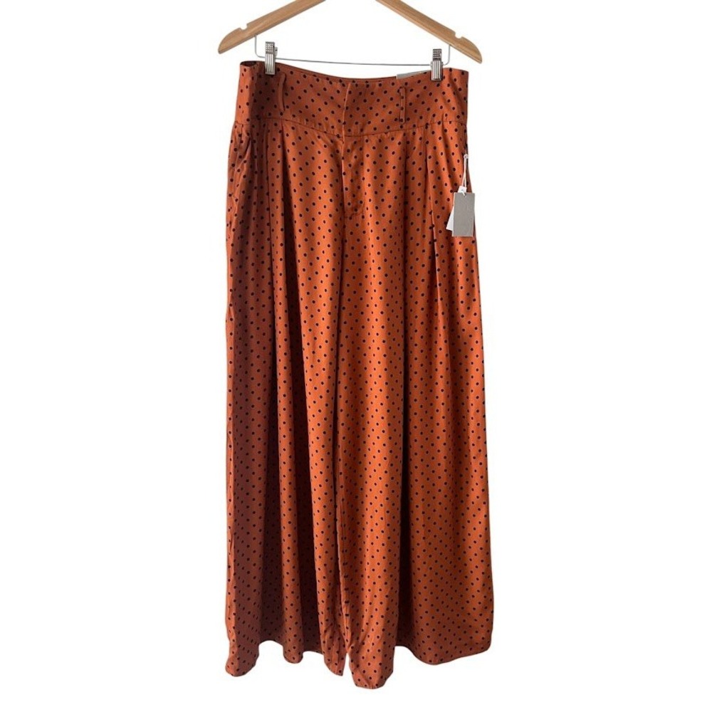 Soft Surroundings Palazzo Pants Womens Large Rust Polka Dot Wide Leg NWT